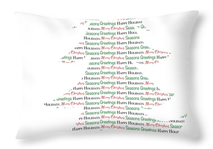 Merry Christmas Tree Text Art - Throw Pillow