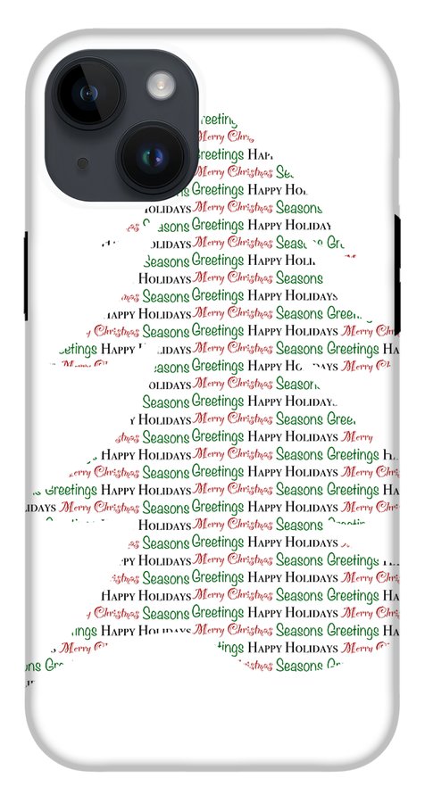 Merry Christmas Tree Text Art - Phone Case