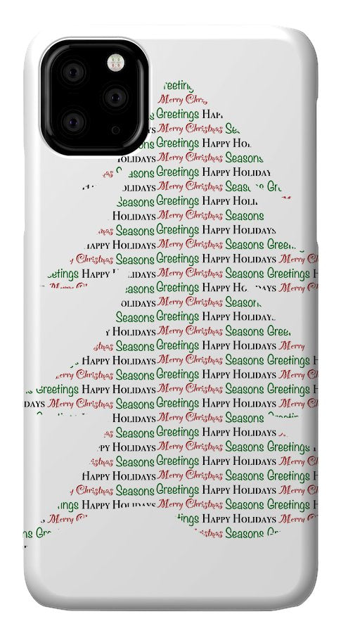 Merry Christmas Tree Text Art - Phone Case