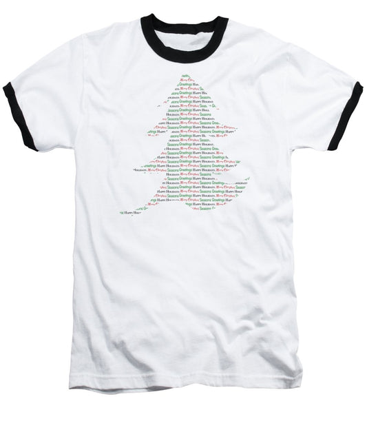 Merry Christmas Tree Text Art - Baseball T-Shirt