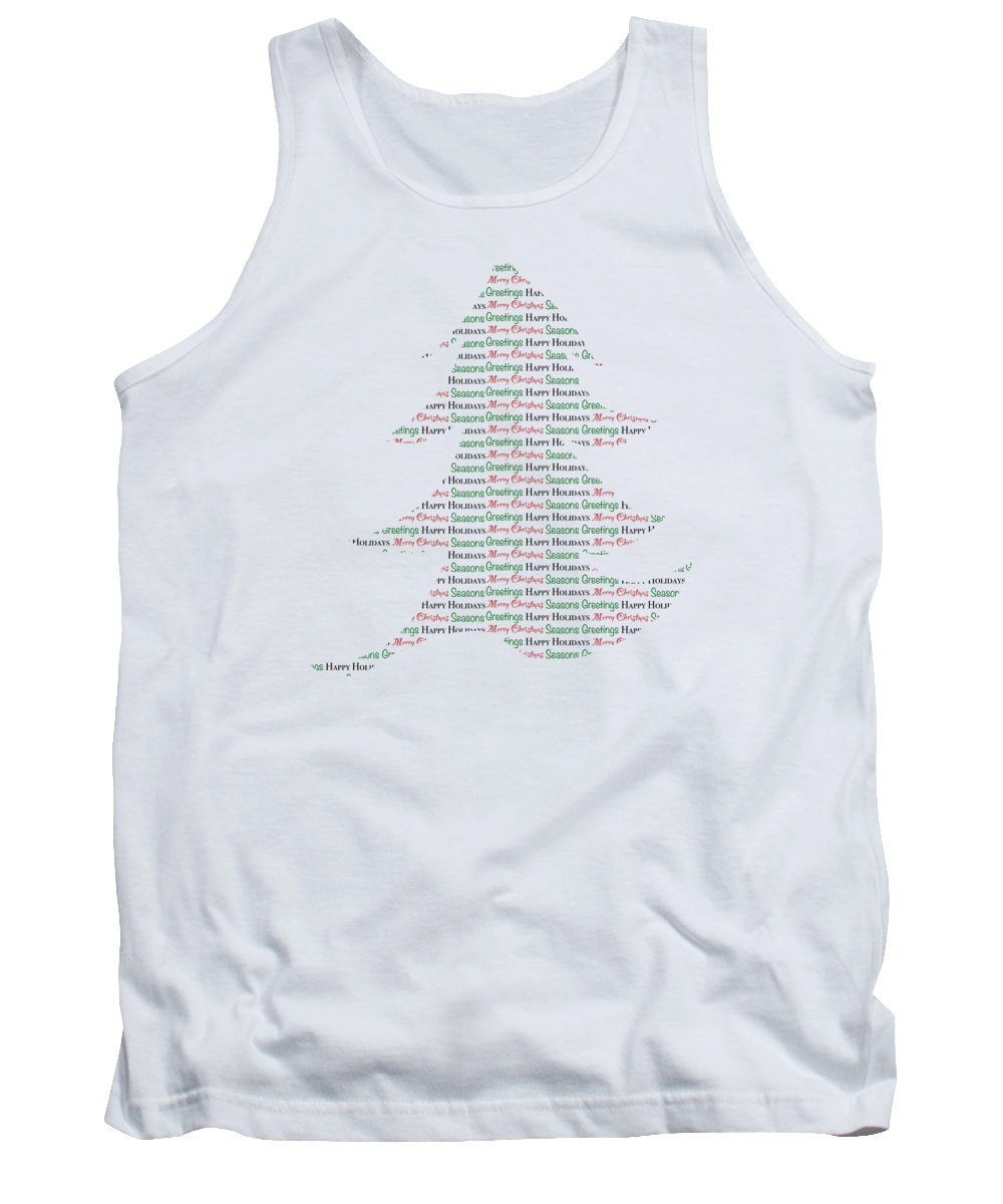 Merry Christmas Tree Text Art - Tank Top