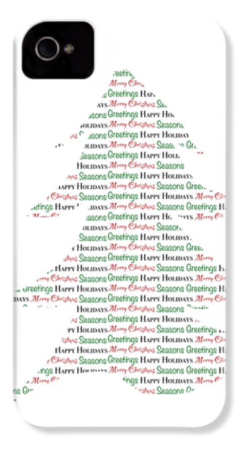 Merry Christmas Tree Text Art - Phone Case