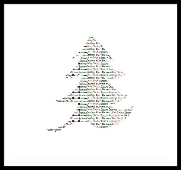 Merry Christmas Tree Text Art - Framed Print