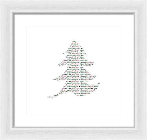 Merry Christmas Tree Text Art - Framed Print