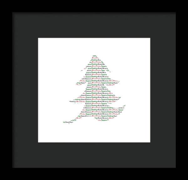 Merry Christmas Tree Text Art - Framed Print