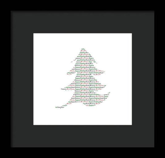 Merry Christmas Tree Text Art - Framed Print