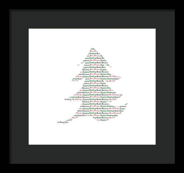 Merry Christmas Tree Text Art - Framed Print