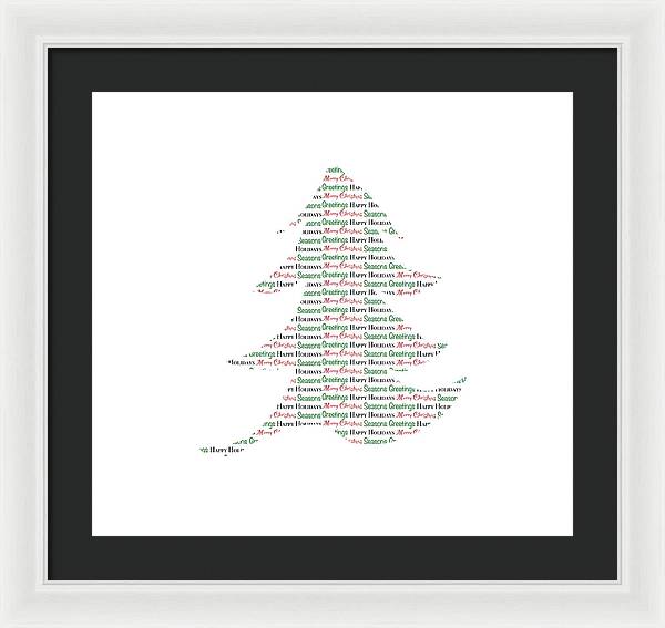 Merry Christmas Tree Text Art - Framed Print