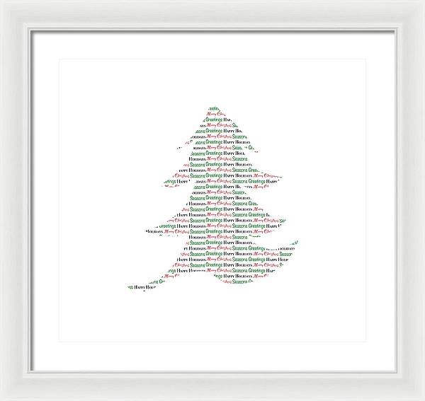 Merry Christmas Tree Text Art - Framed Print