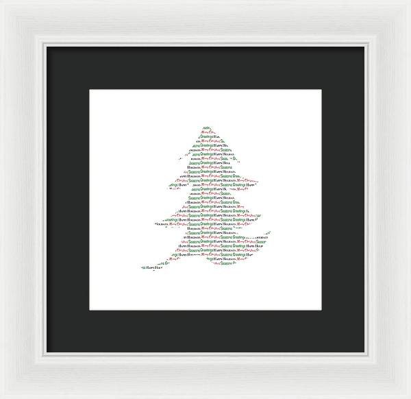 Merry Christmas Tree Text Art - Framed Print