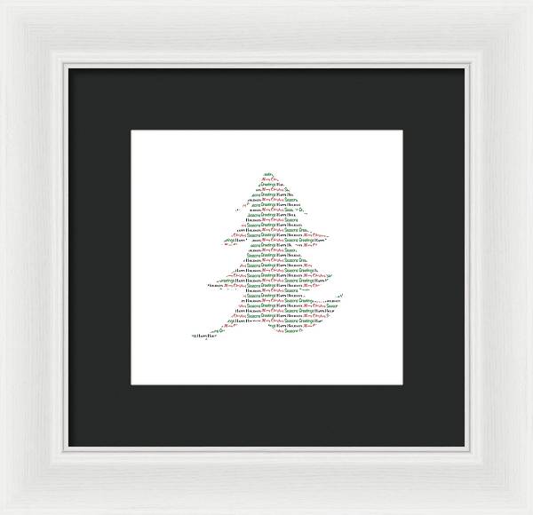 Merry Christmas Tree Text Art - Framed Print