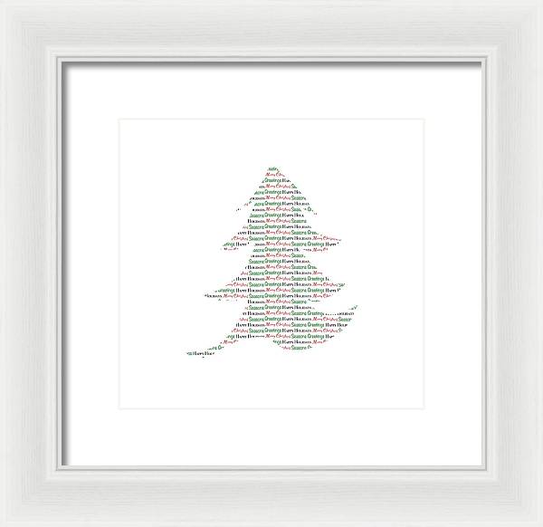 Merry Christmas Tree Text Art - Framed Print