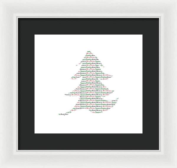 Merry Christmas Tree Text Art - Framed Print