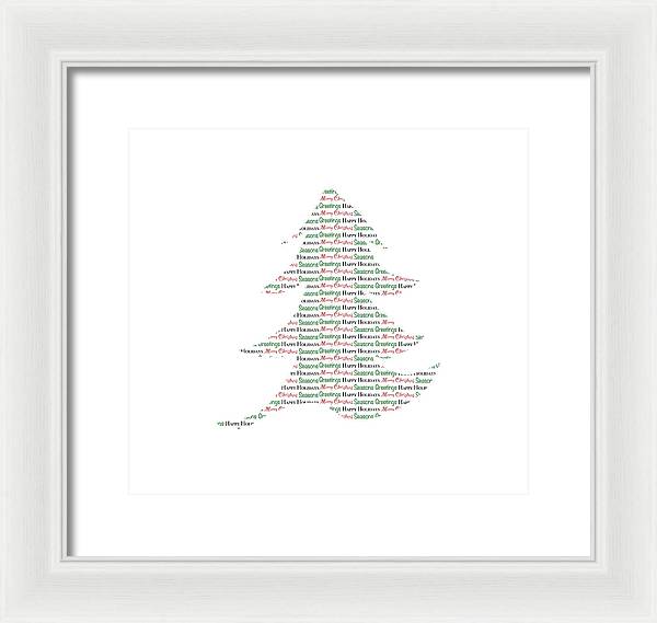 Merry Christmas Tree Text Art - Framed Print
