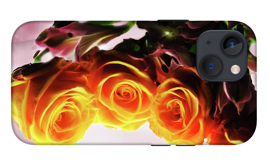 Mini Orange Roses on Pink - Phone Case