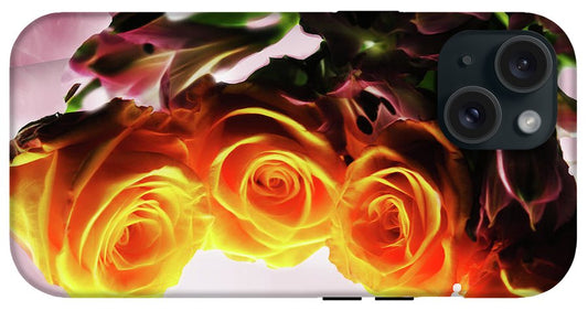 Mini Orange Roses on Pink - Phone Case