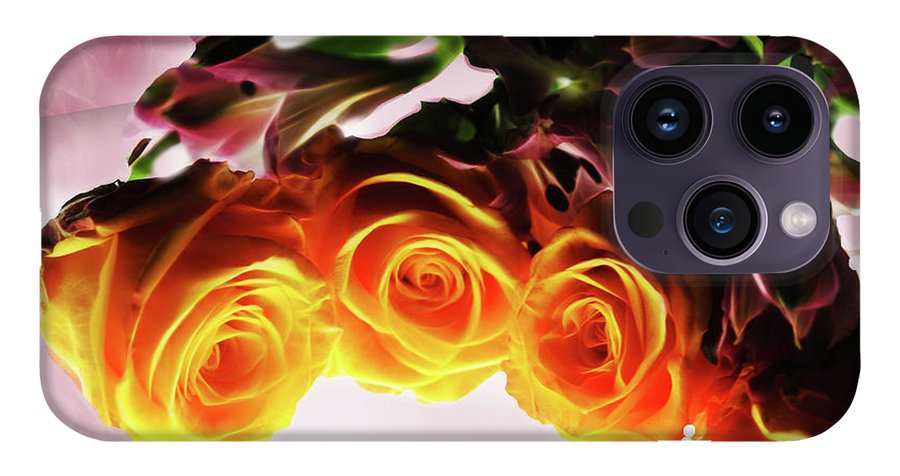 Mini Orange Roses on Pink - Phone Case