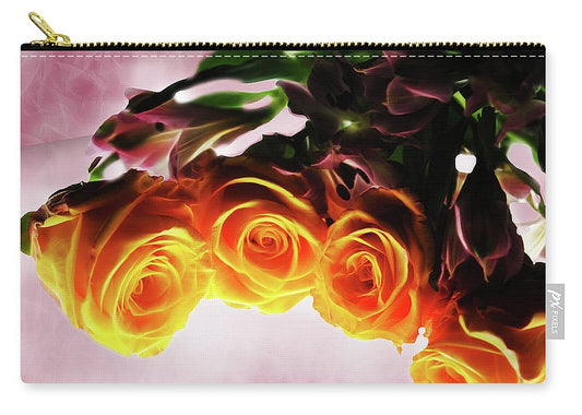 Mini Orange Roses on Pink - Carry-All Pouch