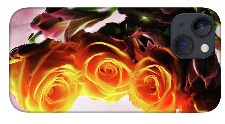 Mini Orange Roses on Pink - Phone Case