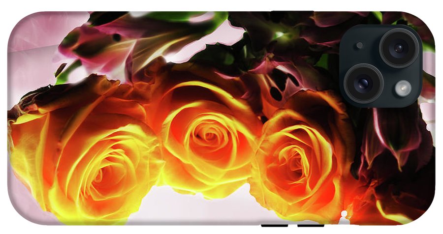 Mini Orange Roses on Pink - Phone Case