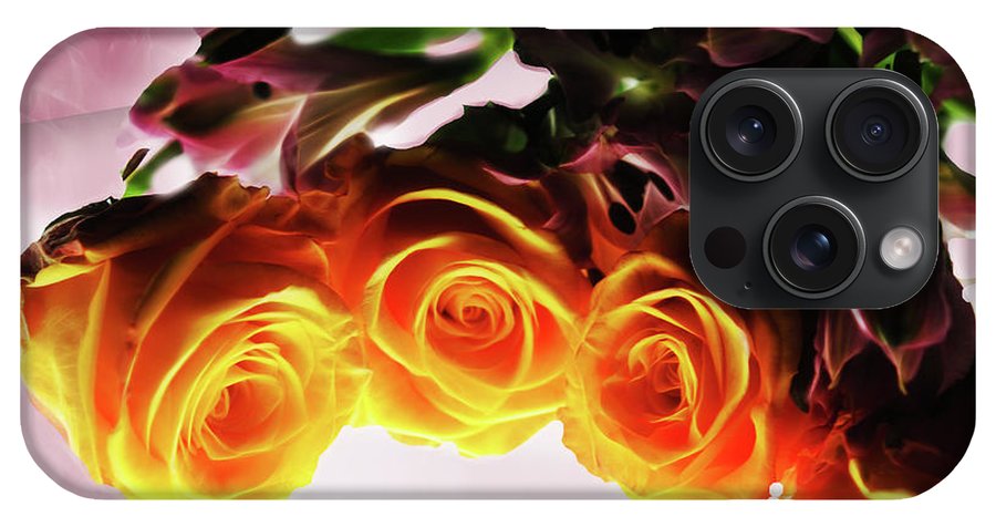 Mini Orange Roses on Pink - Phone Case
