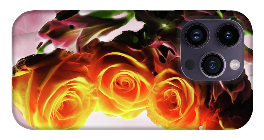 Mini Orange Roses on Pink - Phone Case