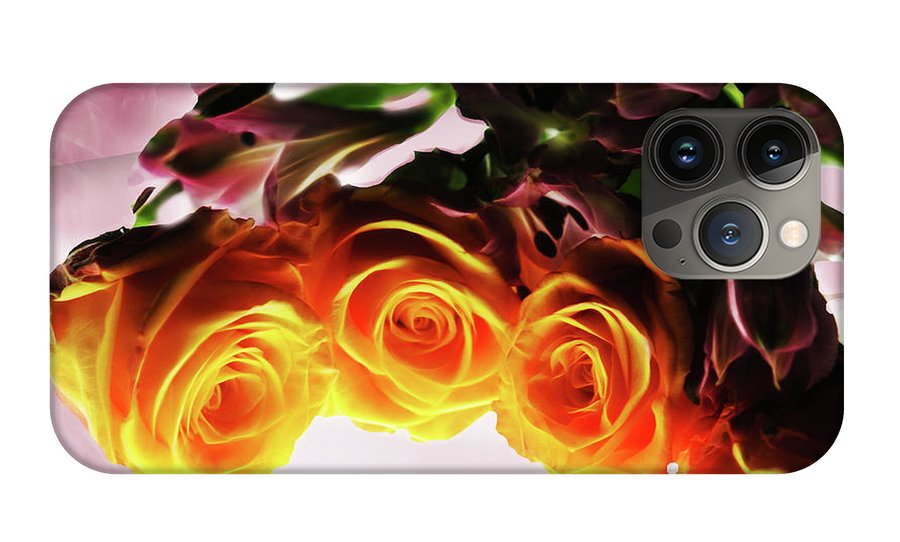 Mini Orange Roses on Pink - Phone Case