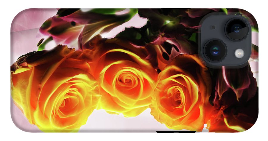 Mini Orange Roses on Pink - Phone Case
