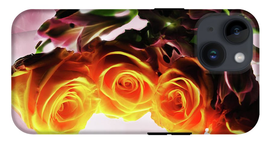 Mini Orange Roses on Pink - Phone Case