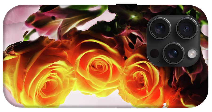 Mini Orange Roses on Pink - Phone Case
