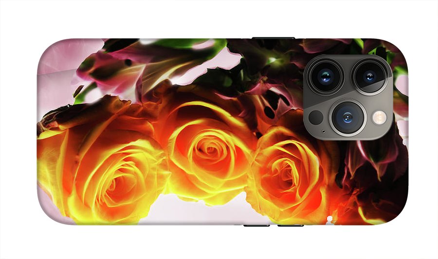 Mini Orange Roses on Pink - Phone Case