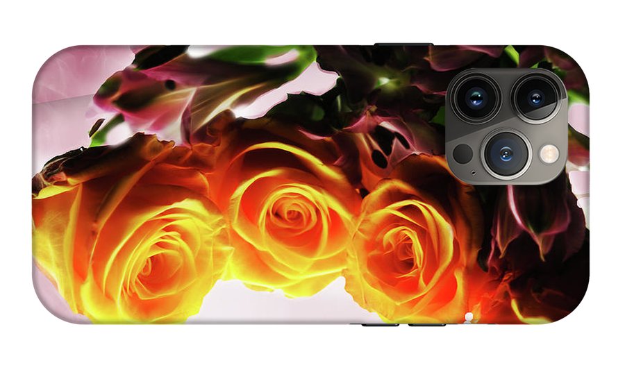 Mini Orange Roses on Pink - Phone Case