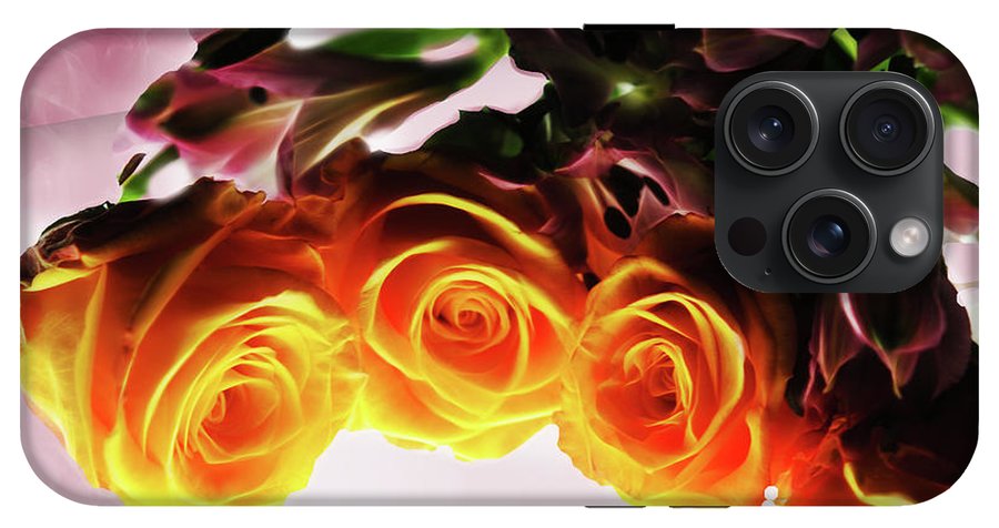 Mini Orange Roses on Pink - Phone Case