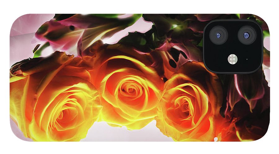Mini Orange Roses on Pink - Phone Case