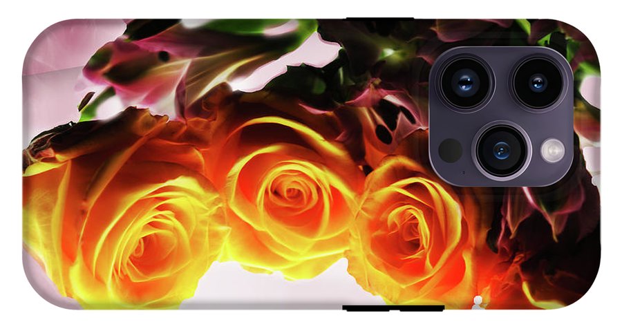 Mini Orange Roses on Pink - Phone Case