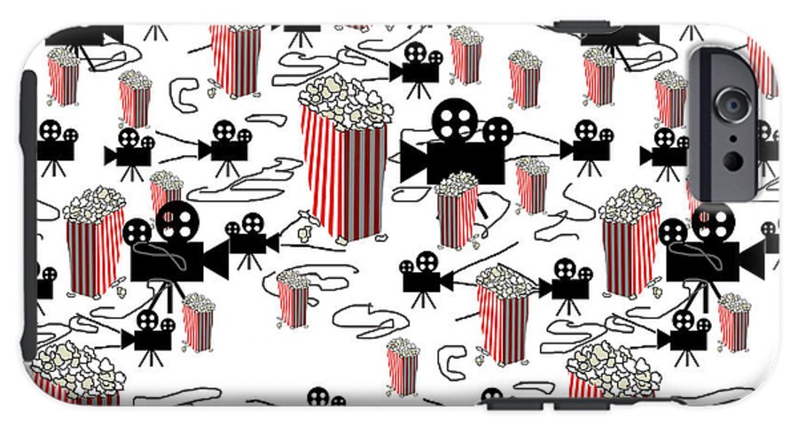 Movie Pattern With Popcorn - Phone Case