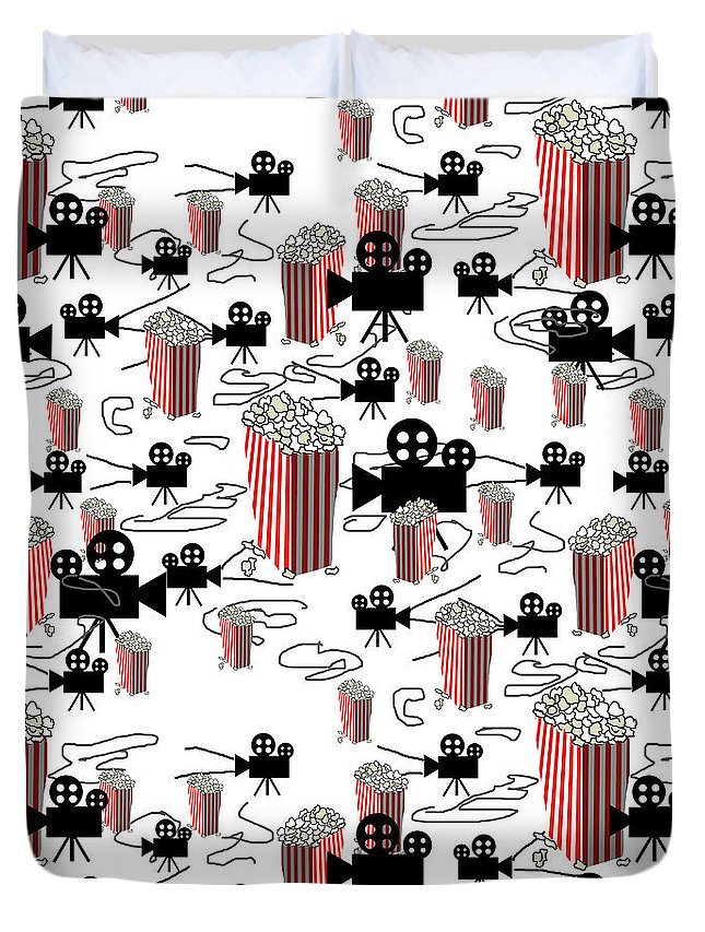 Movie Pattern With Popcorn - Duvet Cover