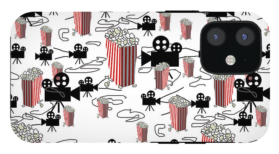 Movie Pattern With Popcorn - Phone Case