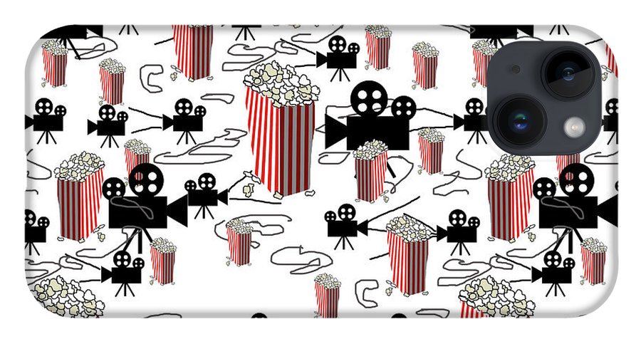 Movie Pattern With Popcorn - Phone Case
