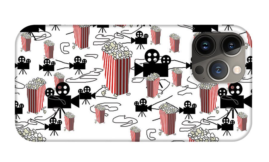 Movie Pattern With Popcorn - Phone Case