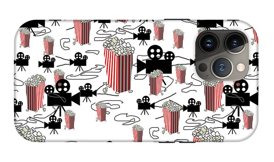 Movie Pattern With Popcorn - Phone Case