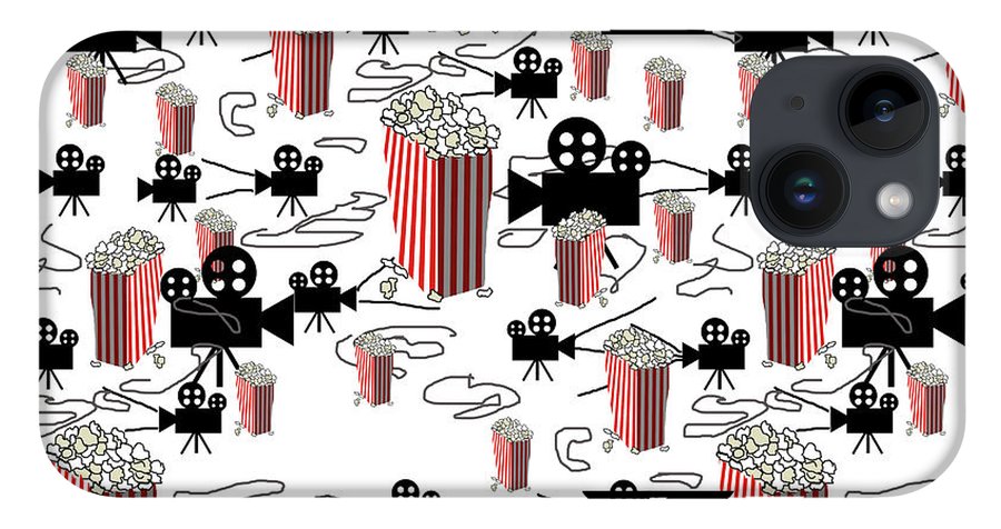 Movie Pattern With Popcorn - Phone Case
