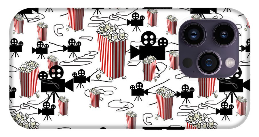 Movie Pattern With Popcorn - Phone Case