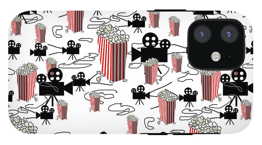 Movie Pattern With Popcorn - Phone Case