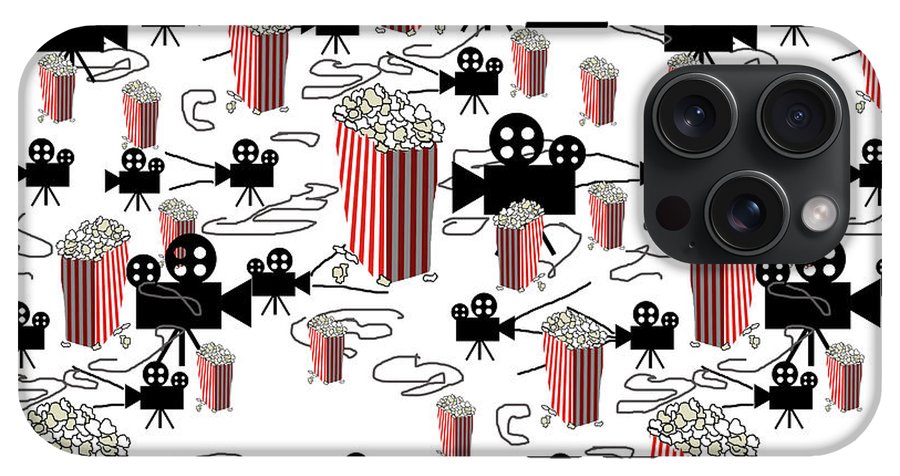 Movie Pattern With Popcorn - Phone Case