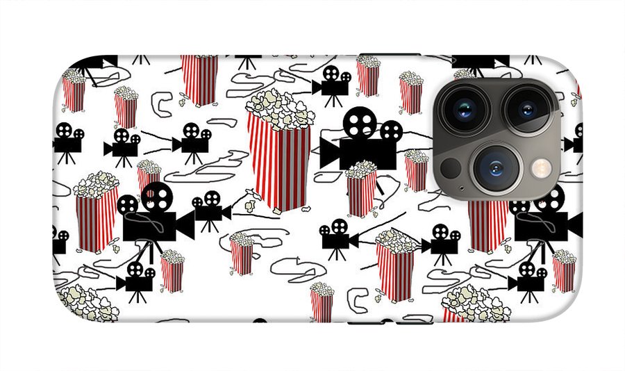 Movie Pattern With Popcorn - Phone Case