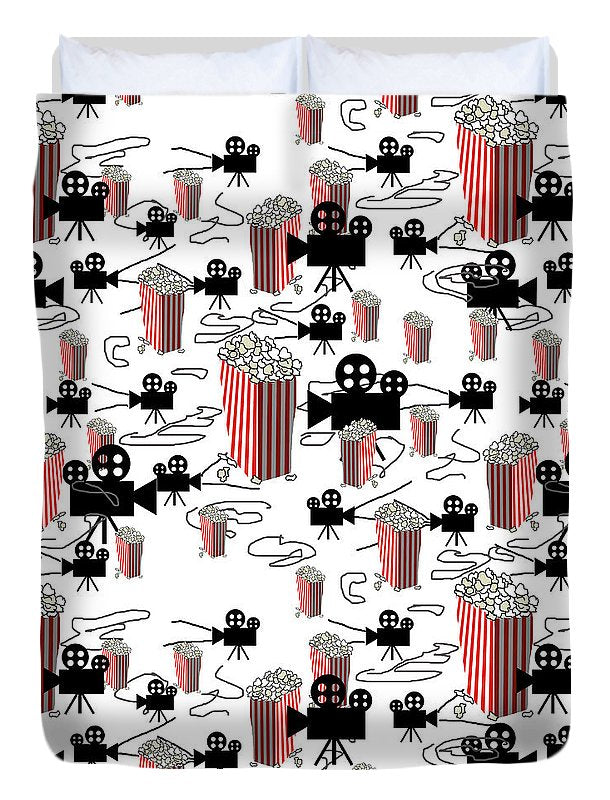 Movie Pattern With Popcorn - Duvet Cover