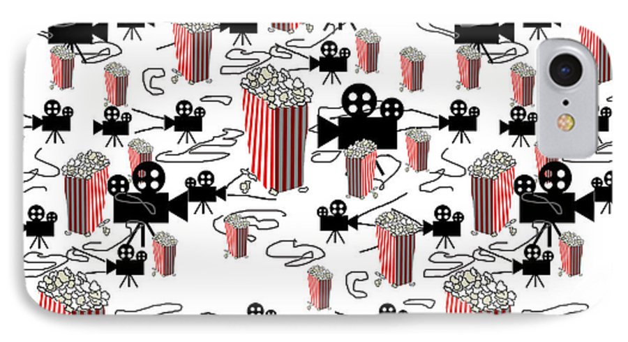 Movie Pattern With Popcorn - Phone Case