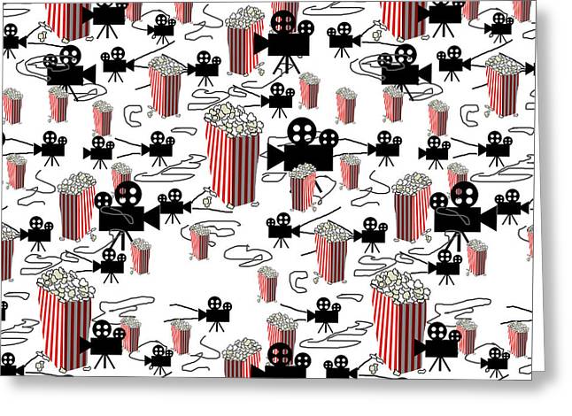 Movie Pattern With Popcorn - Greeting Card