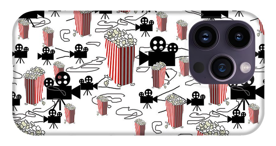 Movie Pattern With Popcorn - Phone Case